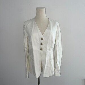 Banana Republic White Linen Blend  Blazer |  Womens Size 6 Small/ Medium